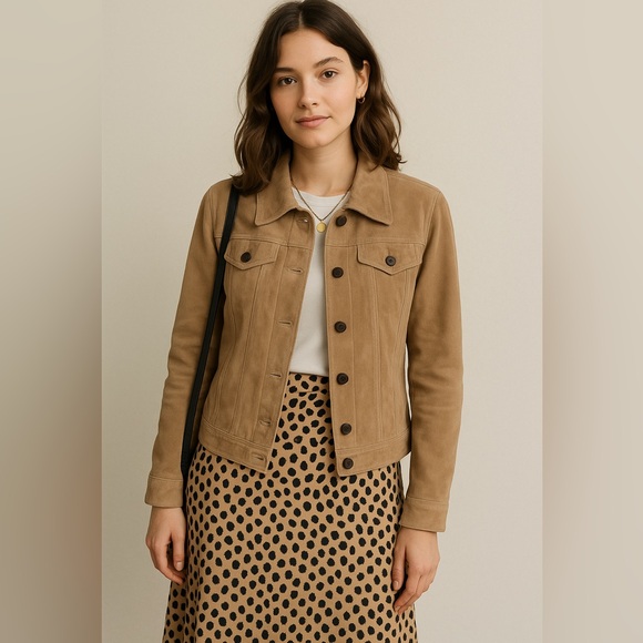 For Joseph Suede Jacket Women Leather Button Front Boho Streetwear - Picture 1 of 8